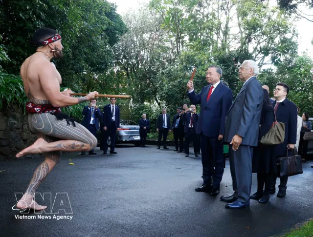 Official welcome ceremony held for top Vietnamese leader in New Zealand - Ảnh 1.