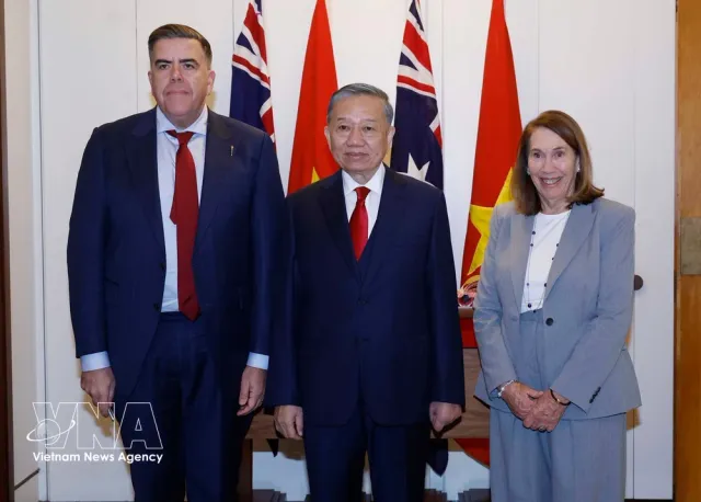 Top leader meets with Australian Senate President, House Speaker - Ảnh 1.