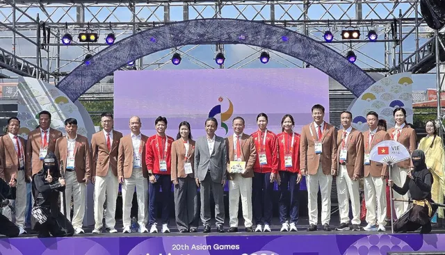 Quốc kỳ Việt Nam tung bay tại ASIAD 20- Ảnh 2. Quốc kỳ Việt Nam tung bay tại ASIAD 20- Ảnh 2.