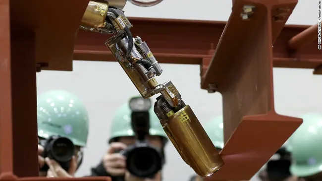 This file photo from February 2015 shows the same robot that was sent into the damaged reactor inside the Fukushima nuclear plant