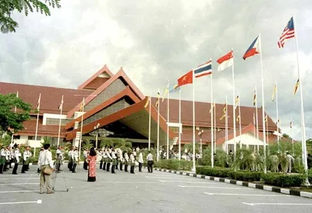 Viet Nam's national flag fluttered in the wind with flags of other countries in the initiation ceremony for Viet Nam to become the seventh member of the Association of South East Asian Nations - ASEAN on July 28, 1995. — VNA/VNS Tran Son
