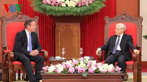 Party General Secretary Nguyen Phu Trong and UK Prime Minister David Cameron (Photo: VOV)