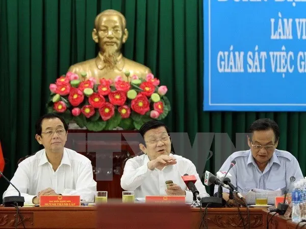 President Truong Tan Sang at the working session. (Photo: VNA)