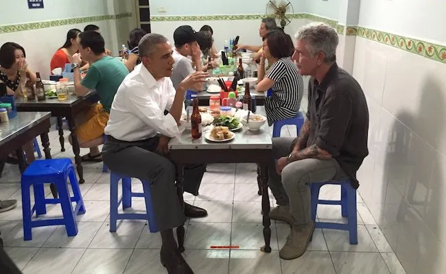 Bourdain met with Obama to discuss the purpose of Obama's trip to Asia and his interest in the people, food and culture of Vietnam. (Instagram/ Bourdain)