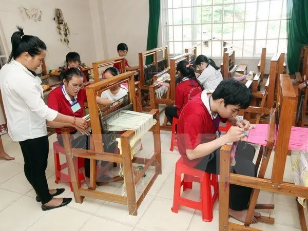 Vocational training for people with disabilities. International cooperation is significant to promote rights of disabled people (Photo: VNA)
