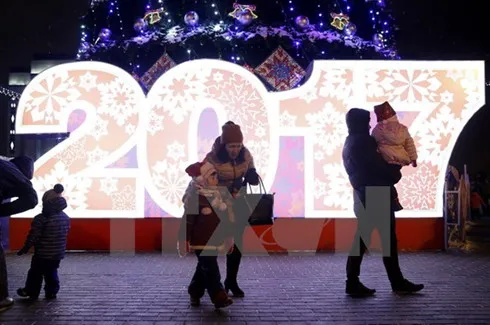 People at the Octyabrskaya square in Minsk, Belerus.