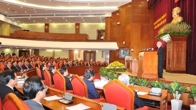 General Secretary Nguyen Phu Trong speaks at the closing ceremony of the 12th Party Central Committee (PCC)’s sixth plenum.