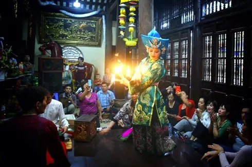 Practising Mother Goddesses worship, which is is based on an ancient system of beliefs in the incarnation of various deities channeled through mediums and believed to provide good health and prosperity