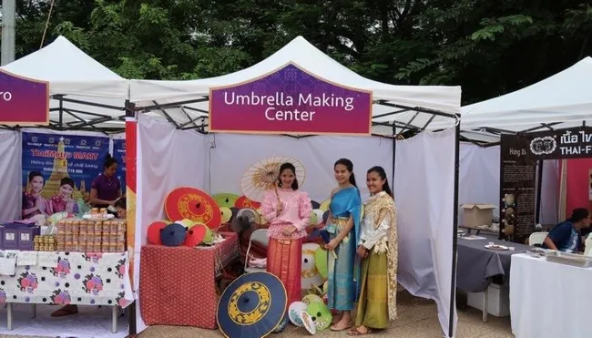 A booth showcasing Thai products on display at the 2017 Thai Festival in Hanoi (Photo: VOV)