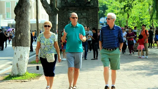 Foreign tourists in Hanoi