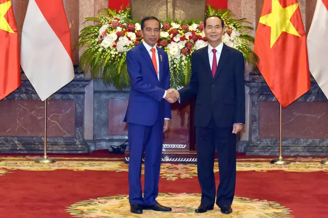 President Tran Dai Quang (R) and Indonesian President Joko Widodo (Photo: NDO/ Duy Linh)