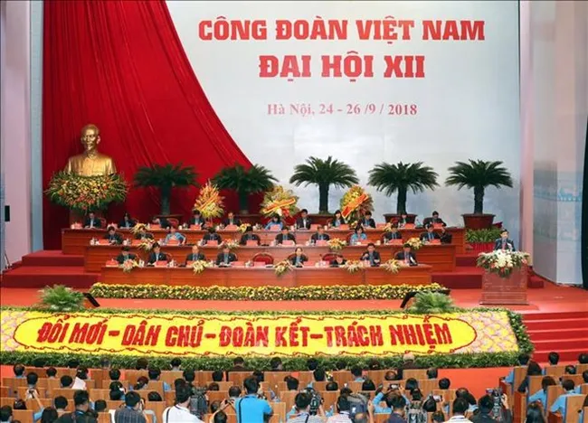 At the opening session of the 12th Congress of the Vietnam General Confederation of Labour  (Source: VNA)