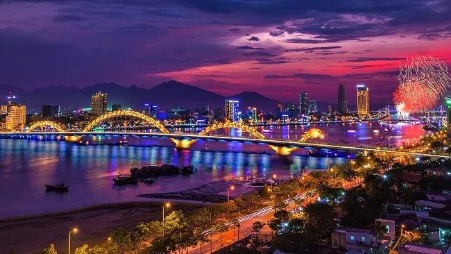 The Dragon Bridge over the Han River in Da Nang city.