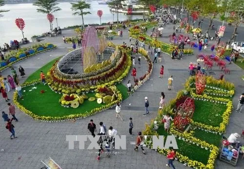 Visitors during ​Tet (Lunar New Year) at the Flower Street in Da Nang city (Photo: VNA)