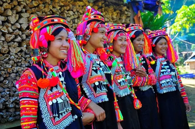 Ha Nhi ethnic women dressed in their traditional costumes