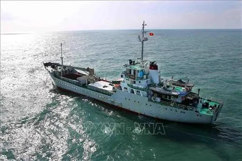 A cargo ship brings Tet gifts and supplies from mainland to Truong Sa archipelago. (Photo: VNA)
