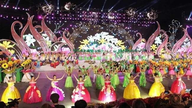 A colourful performance at the opening ceremony for the 2019 Da Lat Flower Festival