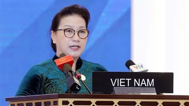 NA Chairwoman Nguyen Thi Kim Ngan speaks at the event (Source: VNA)