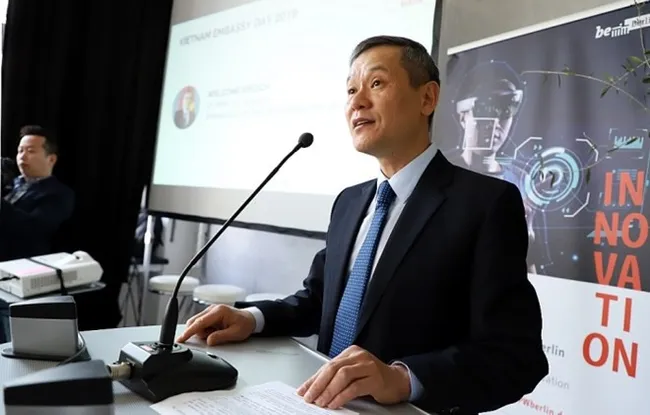 Vietnamese Ambassador to Germany Nguyen Minh Vu speaks at the workshop (Photo: Vietnamese Embassy in Germany)