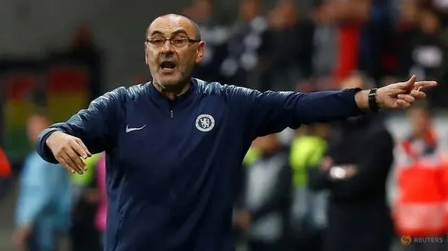 Europa League Semi Final First Leg - Eintracht Frankfurt v Chelsea - Commerzbank-Arena, Frankfurt, Germany - May 2, 2019 Chelsea manager Maurizio Sarri gestures. (Reuters)