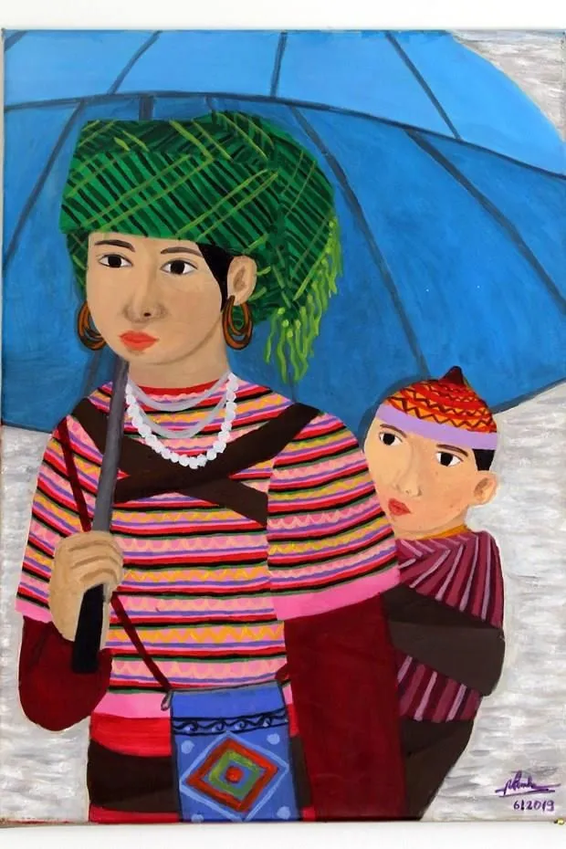 “Mother and child” painting by hearing-impaired artist Duong Phuong Linh (Source: VNA)