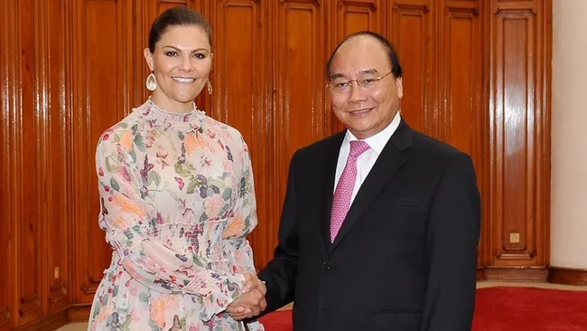 Prime Minister Nguyen Xuan Phuc and Swedish Crown Princess Victoria Ingrid Alice Desiree (Photo: Tran Hai)