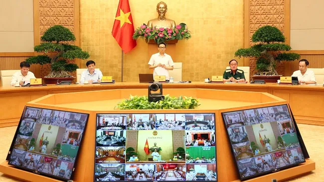 Deputy Prime Minister Vu Duc Dam (standing) speaks at the event. (Photo: VGP)