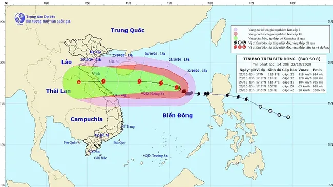 Position and movement of Typhoon Saudel. (Photo: kttv.gov.vn)