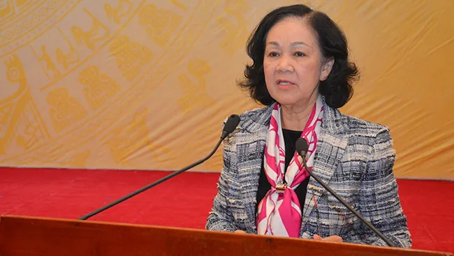 Politburo member Truong Thi Mai speaking at the event (Photo: danvan.vn)