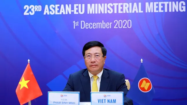 Deputy Prime Minister and Foreign Minister Pham Binh Minh at the meeting (Photo: VGP)