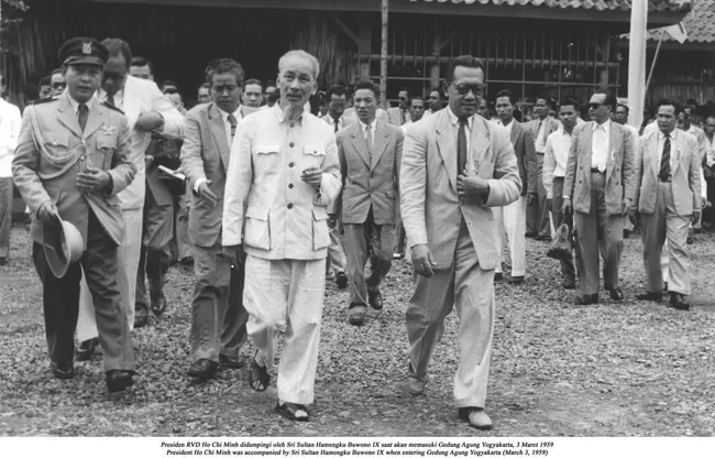 A photo of late President Ho Chi Minh of Vietnam is being showcased at the exhibition