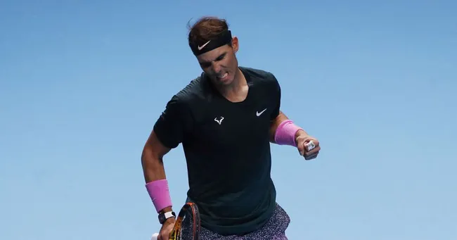 Rafael Nadal celebrates winning his group stage match against Russia's Andrey Rublev. (Photo: Action Images via Reuters)