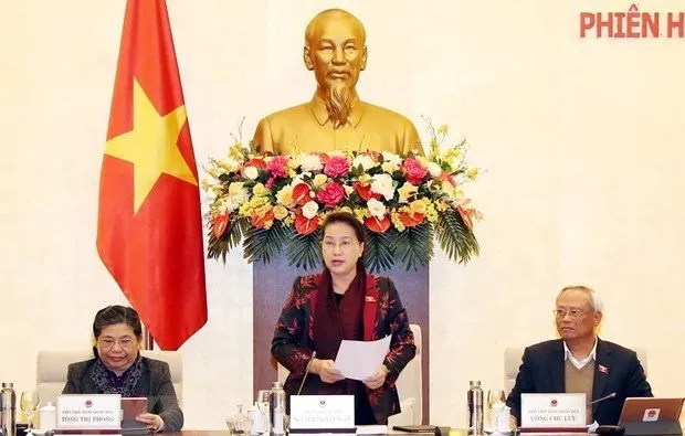 NA Chairwoman Nguyen Thi Kim Ngan speaks at the closing session. (Photo: VNA)