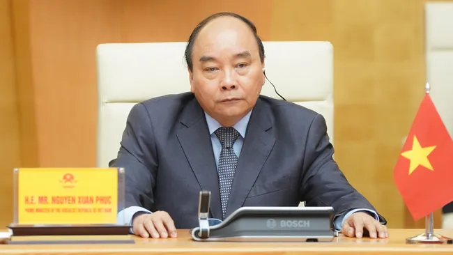 Prime Minister Nguyen Xuan Phuc participates in the G20 leaders' video conference on COVID-19 fight. (Photo: VGP)