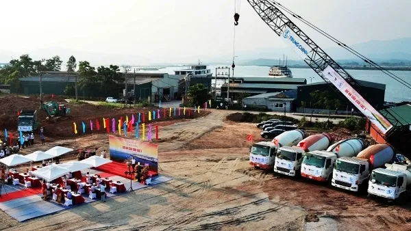 At the groundbreaking ceremony for the bridge
