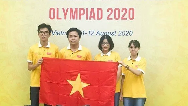 The four Vietnamese students at the International Biology Olympiad 2020 (Photo: VNA)