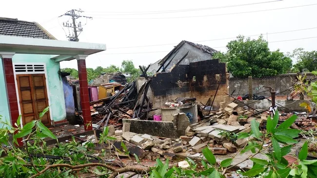 Houses are damaged by Tropical Storm Noul in Thua Thien Hue.