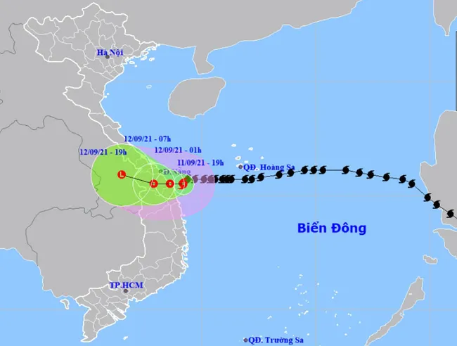 Map on the route of Typhoon Conson. (Photo: nchmf.gov.vn)
