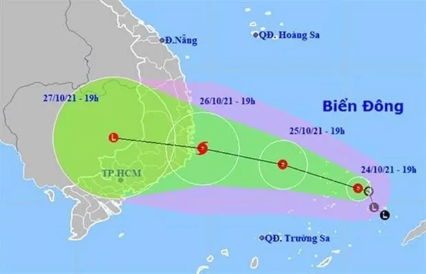 The predicted path of the tropical depression (Source: National Centre for Hydro-Meteorological Forecasting)