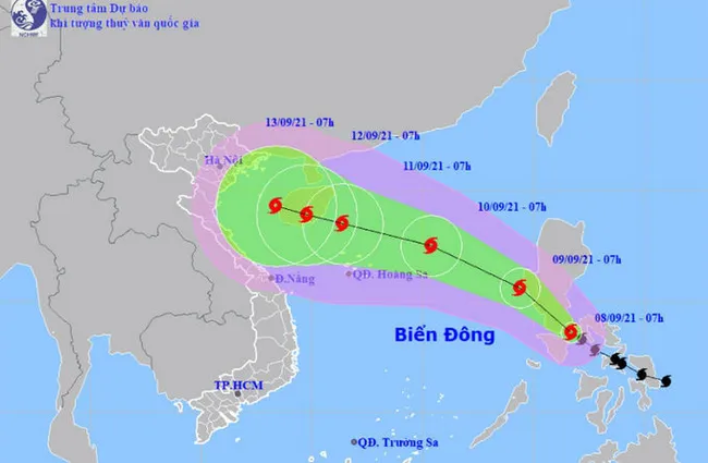 The location and direction of typhoon Conson. (Photo: nchmf.gov.vn)