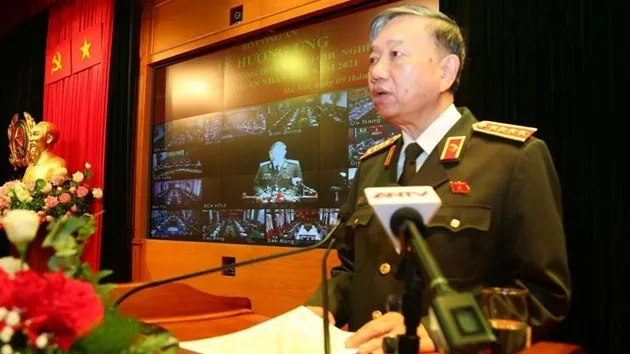 Minister of Public Security General To Lam speaking at the event (Photo: thanhtra.com.vn)