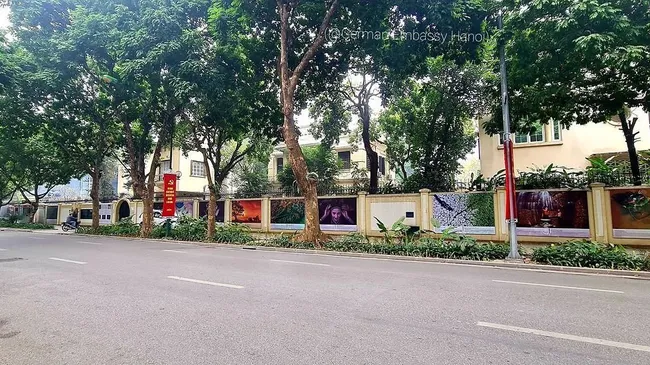 The photos on Vietnamese cultural diversity on the wall of the German Embassy
