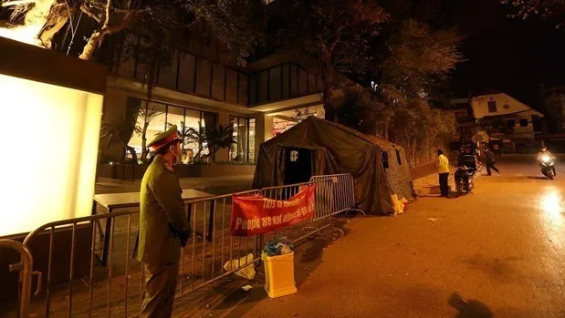 A quarantine area at Someset Westpoint Hotel in Tay Ho district, where the Japanese patient stayed (Photo: VNA)