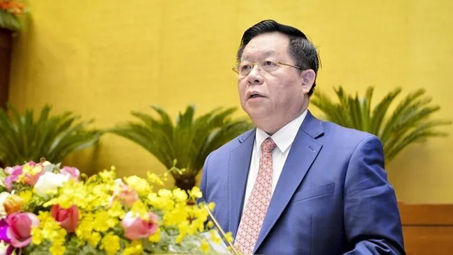 Head of the Party Central Committee’s Commission for Popularisation and Education Nguyen Trong Nghia speaking at the teleconference. (Photo: CPV)