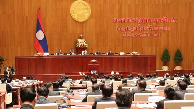At the first session of the 9th-tenure NA of Laos on March 22, 2021. (Photo: NDO)