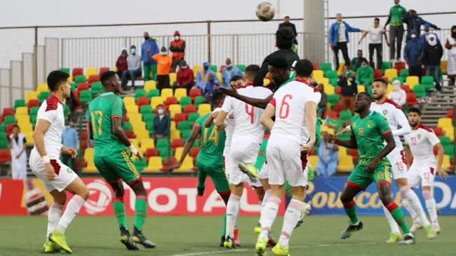 Players of Mauritania and Morocco in action. (Photo: cafonline)
