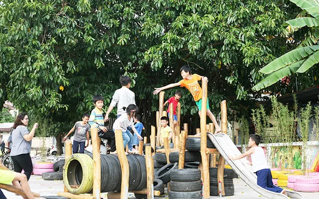 Children's play area constructed by TPG in Ha Lo village, Dong Anh district, in Hanoi.