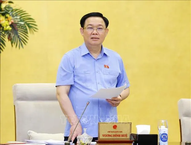 NA Chairman Vuong Dinh Hue speaks at the meeting (Photo: VNA)