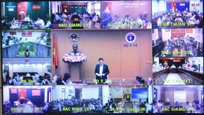 General view of the video conference on COVID-19 prevention and control on April 16. (Photo: MOH)