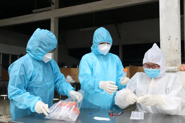 Taking samples for COVID-19 testing